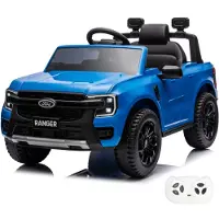 Vrooomy Ford Ranger Kinder Elektrofahrzeug 12V (1–6 Jahre) – Offiziell Lizenziert Ford Pickup, mit 2.4G Fernbedienung & Ledersitz – Kinder Elektroauto Geländewagen – Blau