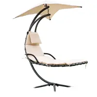 HOME DELUXE - Schwebeliege - SAN REMO - inkl. Polsterauflage, Sonnendach und komplettem Montagematerial I Sonnenliege Hängesessel Gartenliege