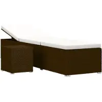 vidaXL Sonnenliege mit Auflage und Teetisch Poly Rattan Braun
