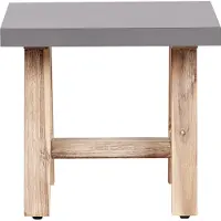 Beliani Hocker Grau u. Hellbraun Beton Rechteckig 40x50x45 cm mit Holzfüßen Rustikal Modern Garten Terrasse Balkon Ausstattung Gartenmöbel
