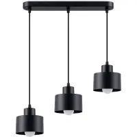 Sollux Hängeleuchte SAVAR 3 schwarz 3xE27 15W Stahl 110x12x46cm