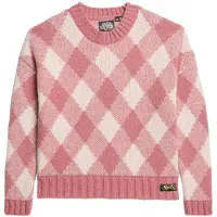 Superdry für Damen. W6110574A Rosa Pullover mit Argyle-Muster (XL), Lässig, Acryl