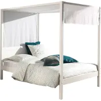 Vipack Himmelbett "Pino, Kiefer massiv weiß lackiert, Made in Europe, zeitloses Design", weiß (kiefer massiv, weiß lackiert), B:148cm H:191cm L:208cm, Betten, Himmelbett, wahlweise mit Textil-Himmel
