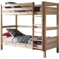Vipack Etagen-Hochbett Pino - Kiefer massiv natur lackiert, Maße: 210 cm x 182 cm x 105 cm; PISBOL10