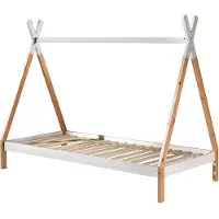Vipack Kinderbett "TIPI, Kiefer massiv, 2-farbig lackiert, mit Rolllattenrost", weiß (natur, weiß), B:98cm H:158,2cm L:206cm, Betten, Kinderbett, 90/200, wahlweise mit oder ohne Schublade