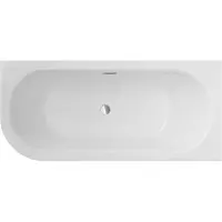 For you Aqua | Besco Avita Badewanne - 150 x 75 cm Asymmetrisch – Acryl – Chrom Siphon – Gestell Typ W – Modern – Duschbadewanne geeignet