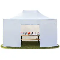 TOOLPORT 3x4,5m Aluminium Faltpavillon, inkl. 4 Seitenteile, weiß