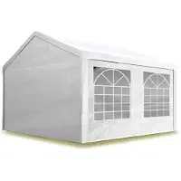 TOOLPORT Partyzelt Pavillon 4x5 m in weiß PE Plane 350 N Wasserdicht UV Schutz Festzelt Gartenzelt