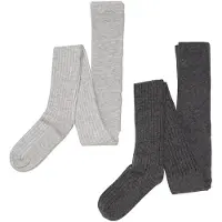 Minymo Wool Stocking - rib 2-pack grey melange (123) 92\\98