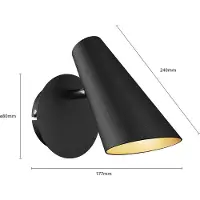 LUCANDE Wandleuchte Wibke, Höhe 24 cm, schwarz, gold, Metall