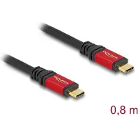 DeLOCK USB 20 Gbps Kabel USB Type-C Stecker zu Stecker PD 3.0 100 W E-Marker 0,8 m rot Metall, 0,8 m, USB C, USB C, USB4 Gen 2x2, 20 Gbit/s, Schwarz, Rot