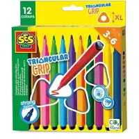 SES Creative Dreikant Filzstifte, 12 Stück(e), Mehrfarbig, 3 Jahr(e), Rundspitze, Karton, Kind