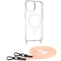 Techsuit Acrylic Crossbody Hülle mit Kabel und MagSafe für Apple iPhone 15 - Rosa