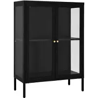 vidaXL Sideboard Schwarz 75x35x105 cm Stahl und Glas