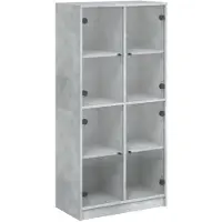 vidaXL Highboard mit Türen Betongrau 68x37x142 cm Holzwerkstoff