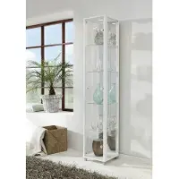 Fif möbel Vitrine FIF MÖBEL "OPTIMA", weiß, Holzwerkstoff, Sicherheitsglas ESG, Schränke, Vitrine, Standvitrine/Glasvitrine 1x Glastür,perfekt für Sammler,Sammlervitrine