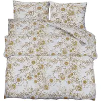 vidaXL Bettwäsche-Set Weiß und Braun 200x220 cm Baumwolle