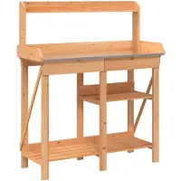DKD Home Decor Pflanztisch mit Ablagen Braun Massivholz Tanne