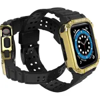 Hurtel Protect Strap Band für Apple Watch 38/40/41 mm mit Panzergehäuse - Schwarz, Gold