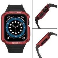 Hurtel Protect Strap Band für Apple Watch 38/40/41 mm mit Schutzhülle - Schwarz, Rot
