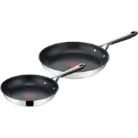 Tefal Jamie Oliver Kitchen Essentials Pfannenset, Bratpfannen Ø24+28cm, Induktion, Edelstah, Silikongriff