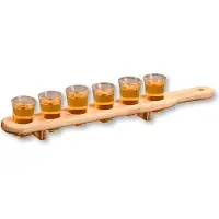 Kesper Schnapsglasträger, 7-teilig, Stabiles Brett um sicher Schnaps zu transportieren, 1 Set = 1 Schnapsglasträger inkl. 6 Gläser