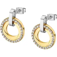 Lotus Paar Ohrstecker "Essentials", gelbgoldfarben, edelstahlfarben, kristallweiß, kristallweiß, Ohrringe, Damen, 16mm, Edelstahl, Paar Ohrstecker, mit Glasstein