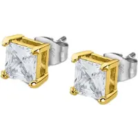 Lotus Paar Ohrstecker "Men's Earrings", gold (edelstahlfarben, gelbgoldfarben, kristallweiß, kristallweiß), Ohrringe, Damen, 7mm, Edelstahl, Paar Ohrstecker, mit Glasstein