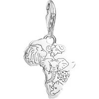 Thomas Sabo Charm-Einhänger "Afrika - Löwe, Büffel, Elefant, Leopard, Nashorn", silber (silberfarben, schwarz), Charms, Silber 925 (Sterlingsilber), Charm-Einhänger