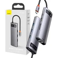 Baseus Metal Gleam, USB 3.2 Gen 1 (3.1 Gen 1) Type-C, 100 W, 10,100,1000 Mbit/s, Grau, MicroSD (TransFlash), SD, 4K Ultra HD