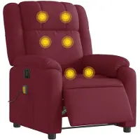 vidaXL Massagesessel Elektrisch Weinrot Stoff