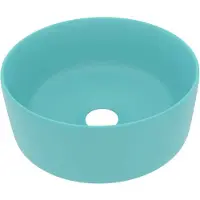 vidaXL s Waschbecken Rund Matt Hellgrün 40x15 cm Keramik