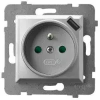 Ospel GP-1GZPUSB/m/18, Silber, IP20, 16 A, 73 mm, 50 mm, 73 mm