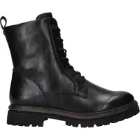 Marco Tozzi Schnürstiefelette , Damen, Gr. 38, ungefüttert, schwarz, Lederimitat, unifarben, Schuhe Schnürstiefelette, Blockabsatz, Schnürboots mit Logo-Emblem an der Ferse