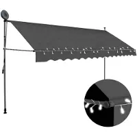 Super Merchant Einziehbare Markise Handbetrieben mit LED 350 cm Anthrazit