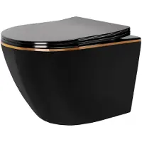 REA WC Schüssel Randlos Carlo Mini Duroplast Flat Black Gold Edge