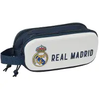 Safta Real Madrid 3D Doppelmäppchen für Kinder, ideal für Kinder im Schulalter, bequem und vielseitig, Qualität und Widerstandsfähigkeit, 21 x 6 x 8 c