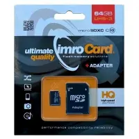IMRO MICROSD10/64GB UHS-3 ADP memory card, 64 GB, MicroSDXC, Klasse 10, Class 3 (U3), Schwarz