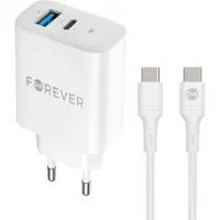 Forever TC-07-30AC PD QC Ladegerät 1x USB-C 1x USB 30W weiß + USB-C
