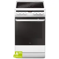 Amica SHC 5874 W, Freistehender Herd, Schwarz, Weiß, Tasten, Drehregler, Vorne oben, LCD, Keramik