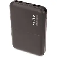 Setty 5000 mAh Powerbank Schwarz zum Laden von Handys, Tablets und Lautsprechern 5V