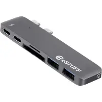 ESTUFF ES84122-GREY, USB 3.2 Gen 1 (3.1 Gen 1) Type-C, Thunderbolt 3, MicroSD (TransFlash), 5000 Mbit/s, Grau, Aluminium