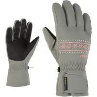 Ziener Skihandschuhe "LAILLA-Z AQUASHIELD MÄDCHEN", Kinder, Gr. 4,5, grün (grün mud), Kunstfaser, Handschuhe Skihandschuhe, wasserdicht, winddicht, atmungsaktiv, warm, bestickt