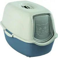 Rotho Bailey, Katze, Katzenklo mit Haube, Blau, Weiß, Haken, Karbon, 560 mm