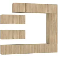The Living Store 7-tlg. TV-Schrank-Set Sonoma-Eiche Holzwerkstoff