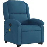 vidaXL Massagesessel mit Aufstehhilfe Elektrisch Blau Samt