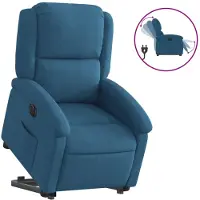 vidaXL Relaxsessel mit Aufstehhilfe Elektrisch Blau Samt