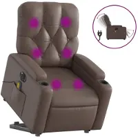 vidaXL Massagesessel mit Aufstehhilfe Elektrisch Braun Kunstleder