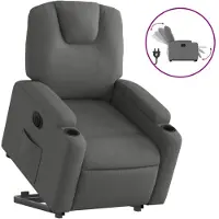vidaXL Relaxsessel mit Aufstehhilfe Elektrisch Dunkelgrau Stoff
