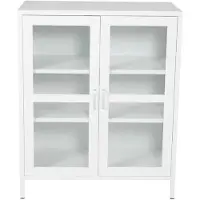 Venture Home Vitrine "Acero, Stauraumschrank, 2 Glas-Türen, Höhe 97 cm", weiß, B:80cm H:97cm T:43cm, Glas, Stahl, Schränke, Vitrine, Pulverbeschichtung, transparent, Silbergriff, modern